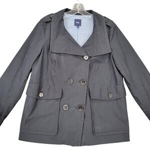 Gap Blue Navy Peacoat Jacket Lightweight Windbreaker Buttons Long Sleeve Women S